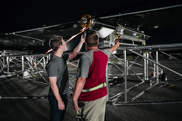 At it's night time cruising altitude of 60,000 ft, the drone will require 5,000 W of power, as collected by its solar cells during the daytime