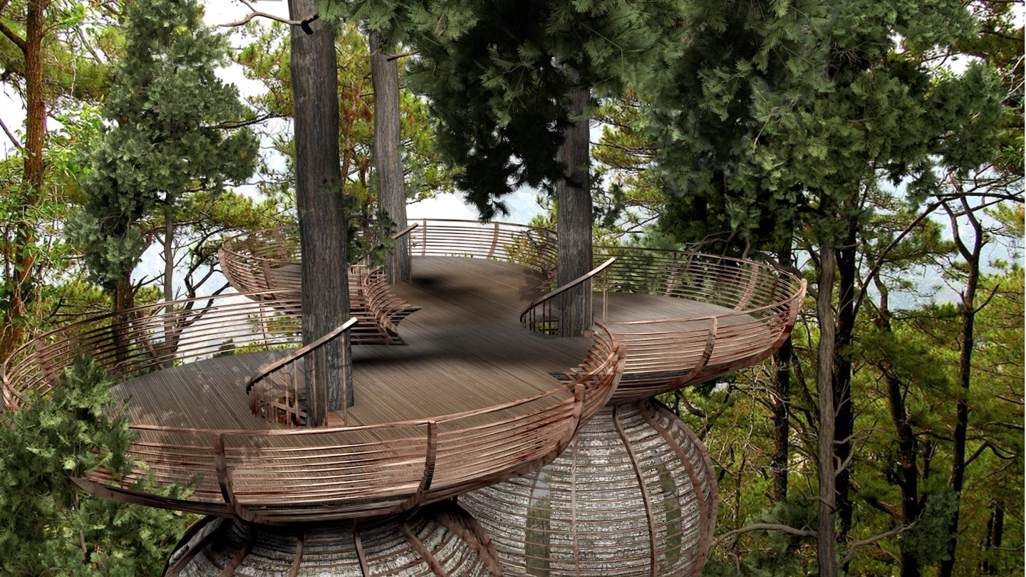 Roost Treehouse is designed to blend fully into its natural surroundings