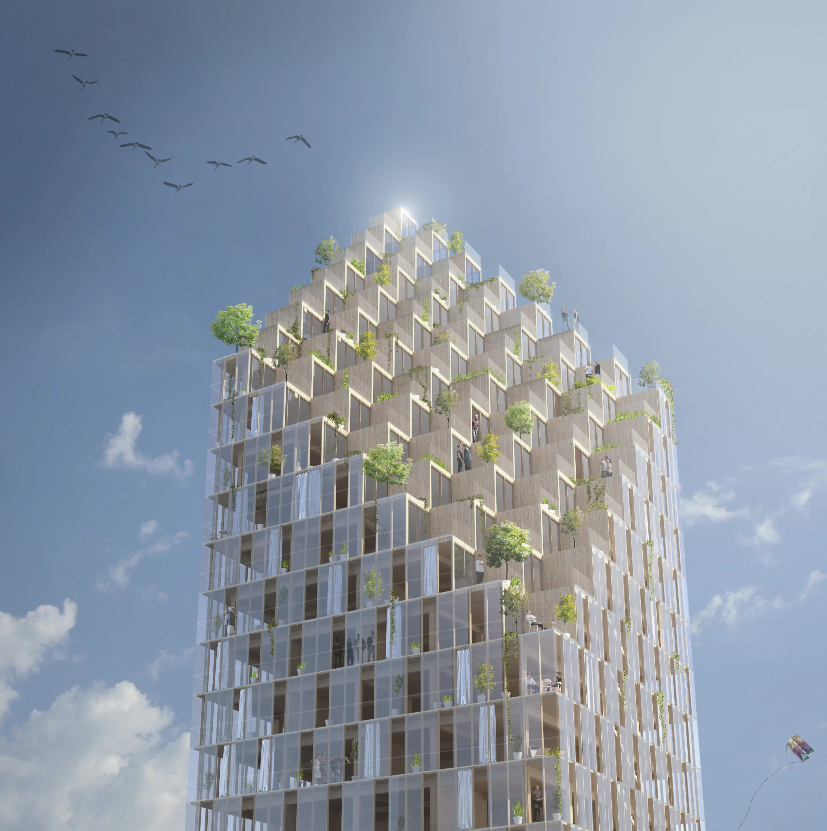 The residential building will pair wooden construction with sustainable technologies (Image: Berg C.F. Møller)
