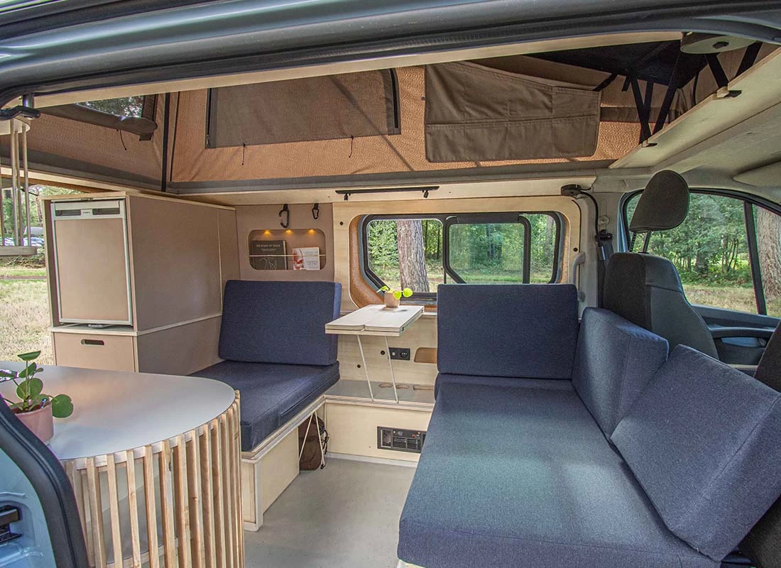 Amstervan aims to get van lifers to relax a little more, creating a two-person floor plan with lounge chairs