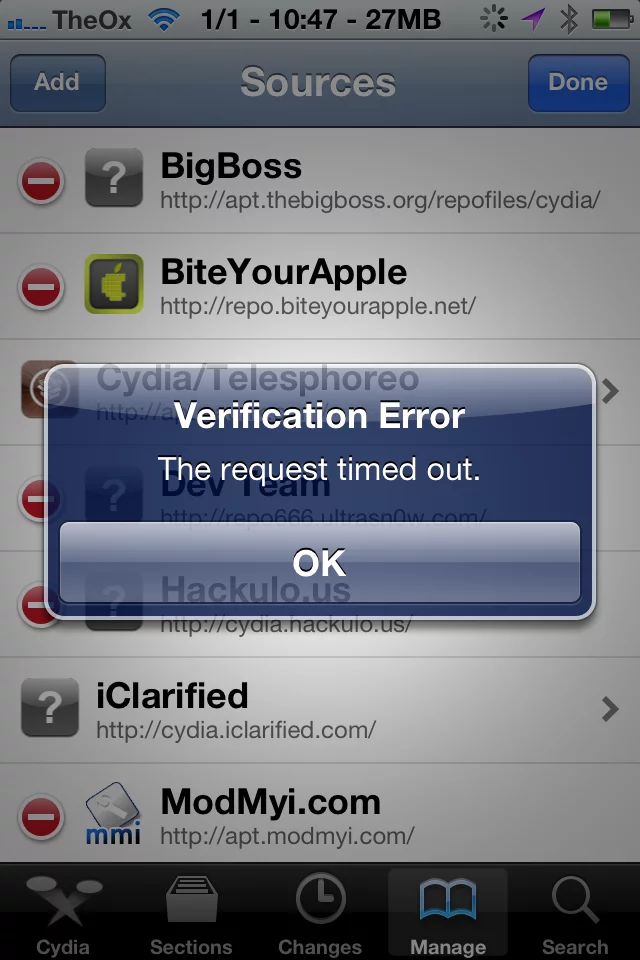 Users receive an error message if they try to add the Hackulous repo on Cydia
