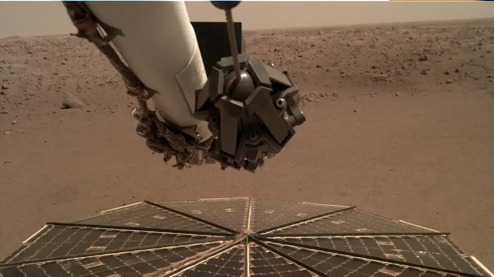 One of two Mars InSight's solar panels as seen by the lander's Instrument Deployment Camera