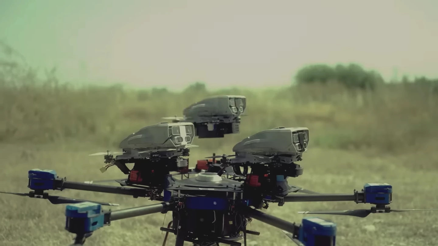 Up to three Lanius drones can ride on the back of a mothership drone, or they can be physically carried by operators in the field