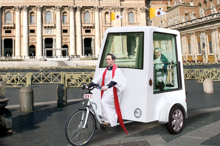 The pedal-powered Popemobile concept from Yannick Read of the ETA