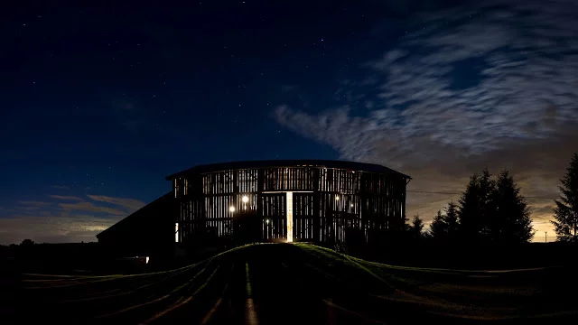 The barn where work on the Atlas is carried out