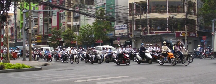 Predominantly scooter traffic in Ho Chi Minh City