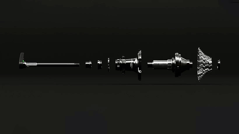 An exploded view of the Powershift hub