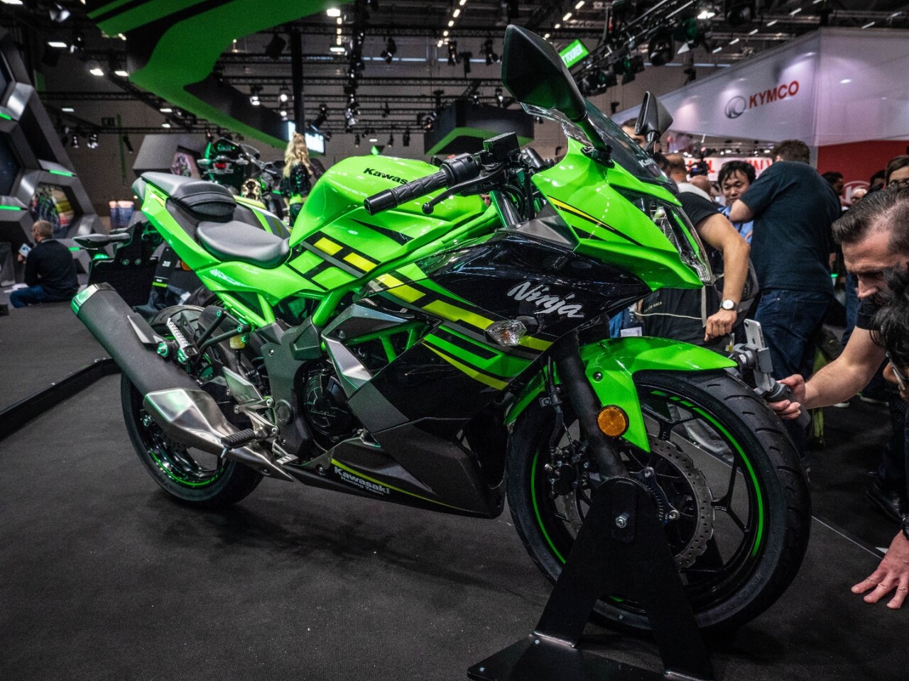 The 2019 Kawasaki Ninja 125 on display at Intermot 2018