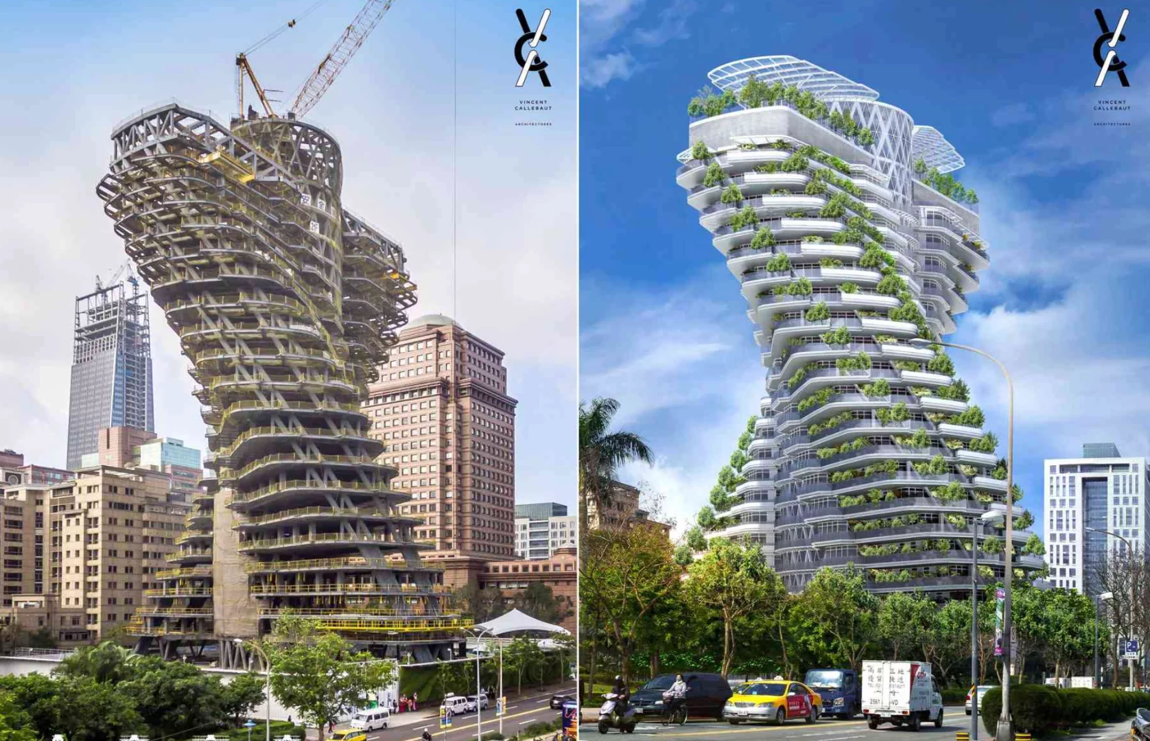 The Agora Garden Tower is almost complete in Taipai, Taiwan. Designed by architect Vincent Callebaut, the structure is inspired by the twist of human DNA