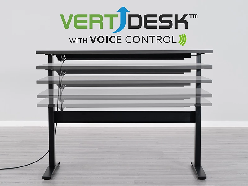 The VertDesk v3's single motor system can raise the working surface at up to 1.55 inches per second