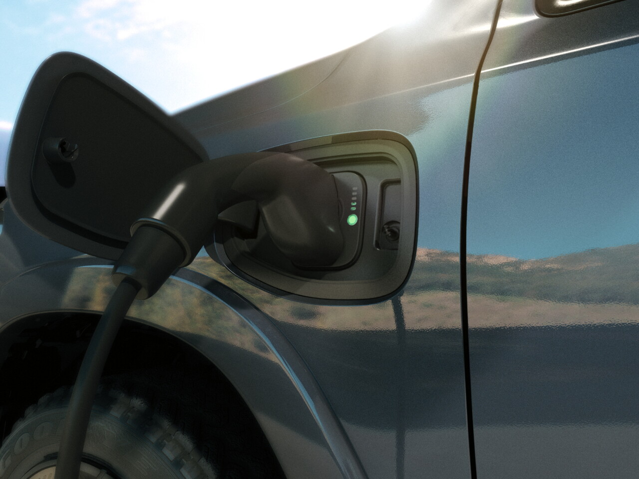 2025 Ram 1500 REV charging port includes flashing light and voice indicator