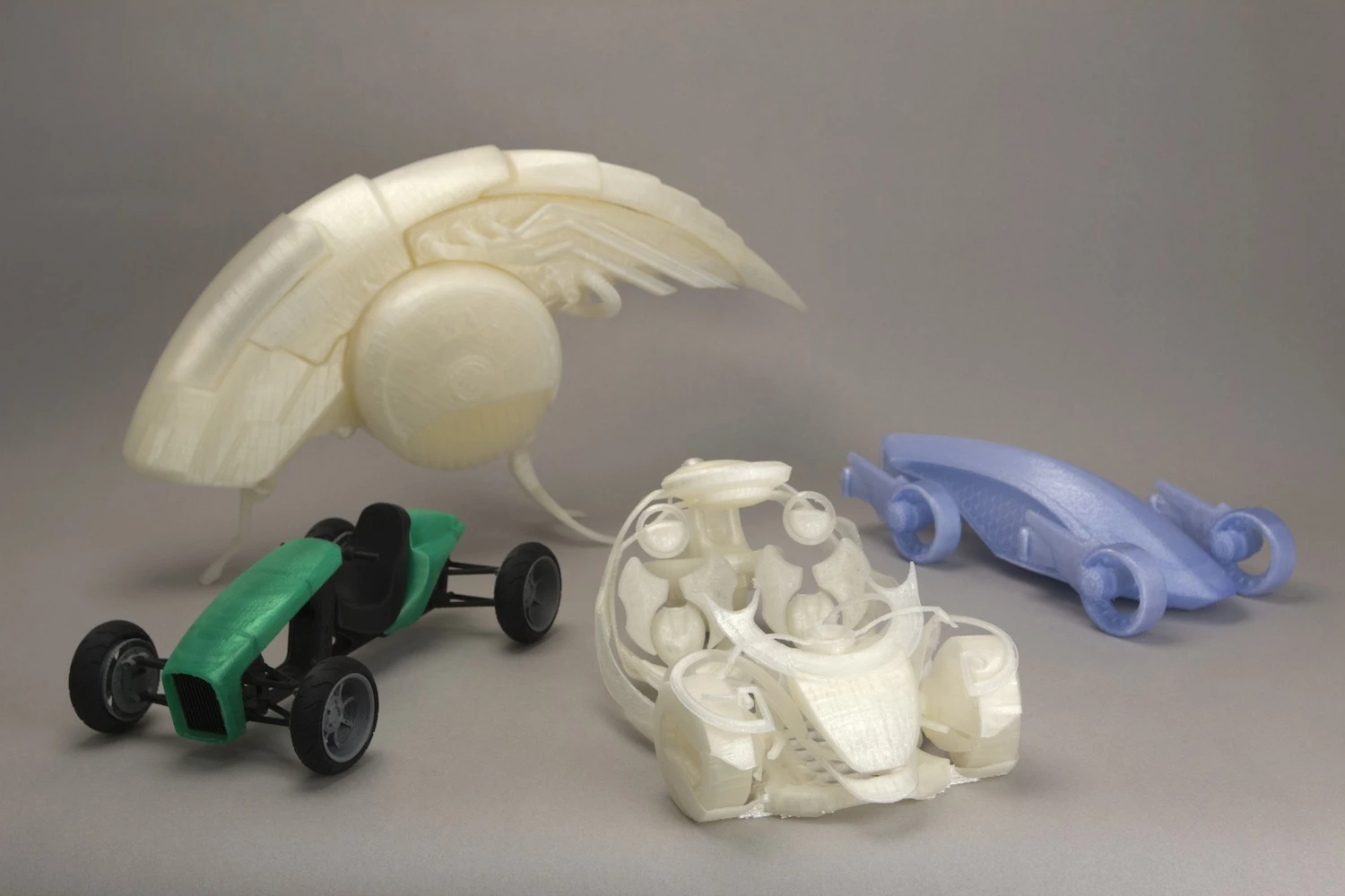 Some of the MakerBot and GrabCAD 3D Print Challenge winning vehicles