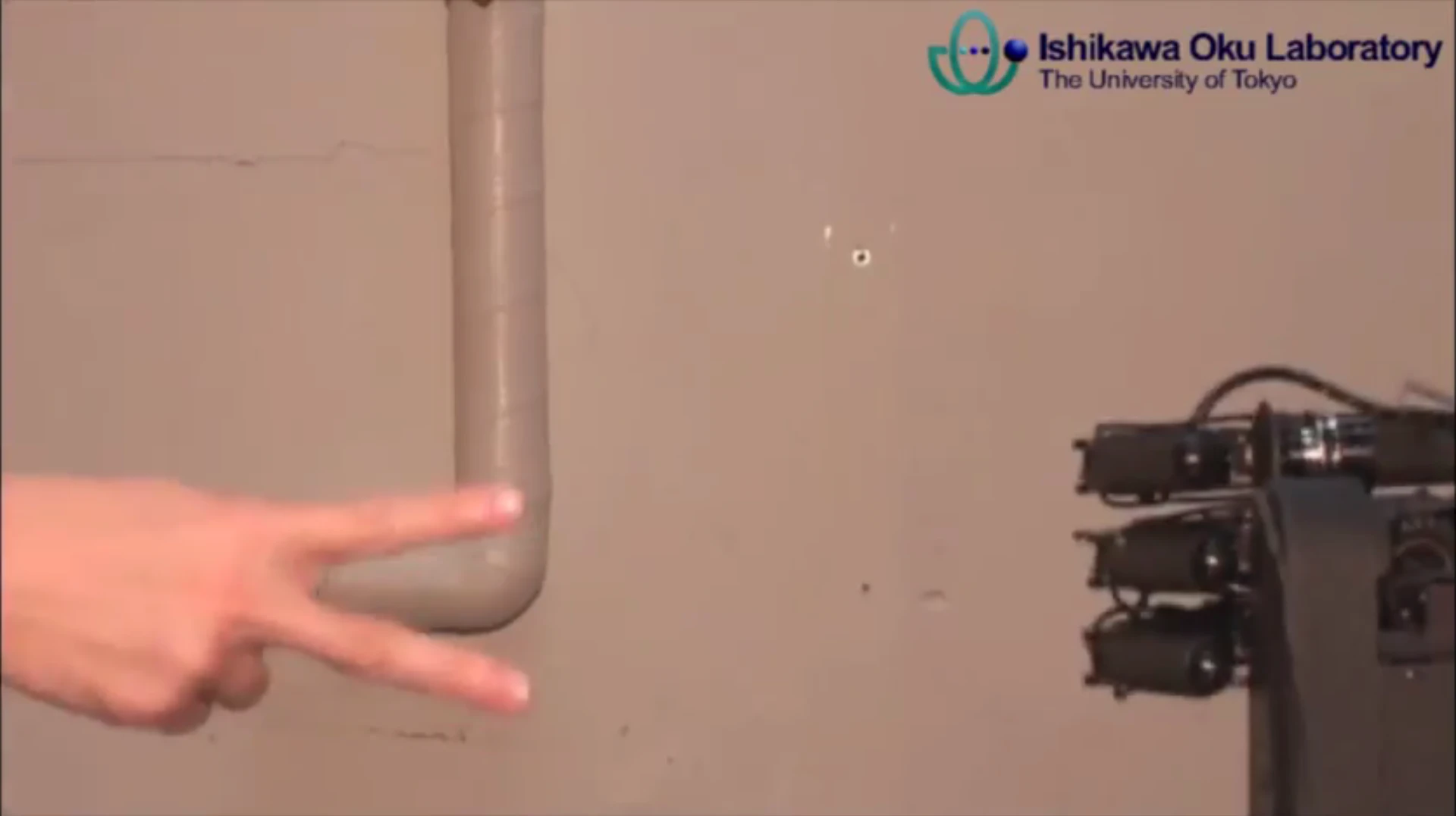 A robot hand developed by the University of Tokyo's Ishikawa Oku Lab is reportedly so adept at the game rock, paper, scissors that it is unbeatable against a human opponent