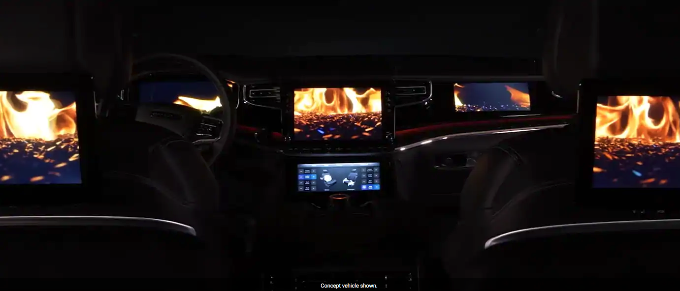 Jeep concept creates a cozy campfire indoors