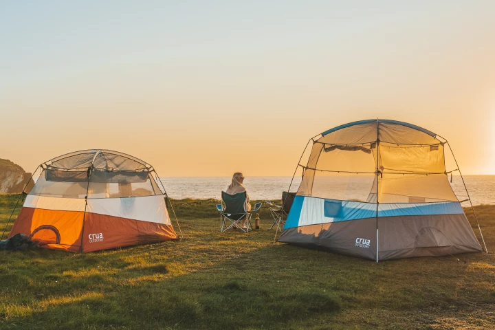 The Crua Tent adjusts from 5 foot high to 6.6 foot high