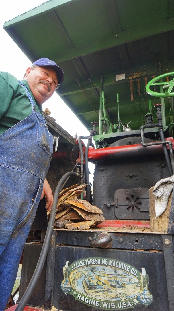 Florida Flywheelers club owns the vintage sawmill, John Kregl is the club member designated to run it