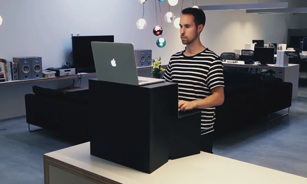 Oristand unfolds into a simple-yet-effective standing desk capable of accommodating most laptops, keyboards and mice