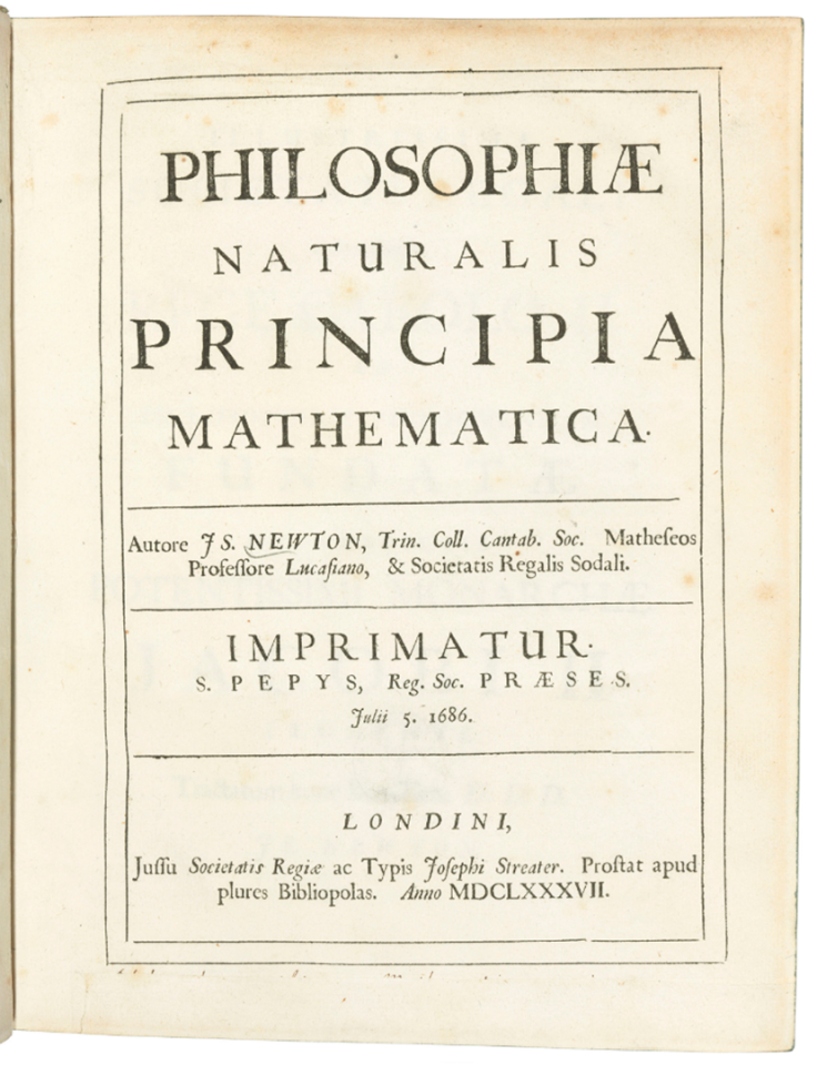 'Philosophiae naturalis principia mathematica' by Sir Isaac Newton (1687) | Auction Description | Estimate: $316,500 to $443,100