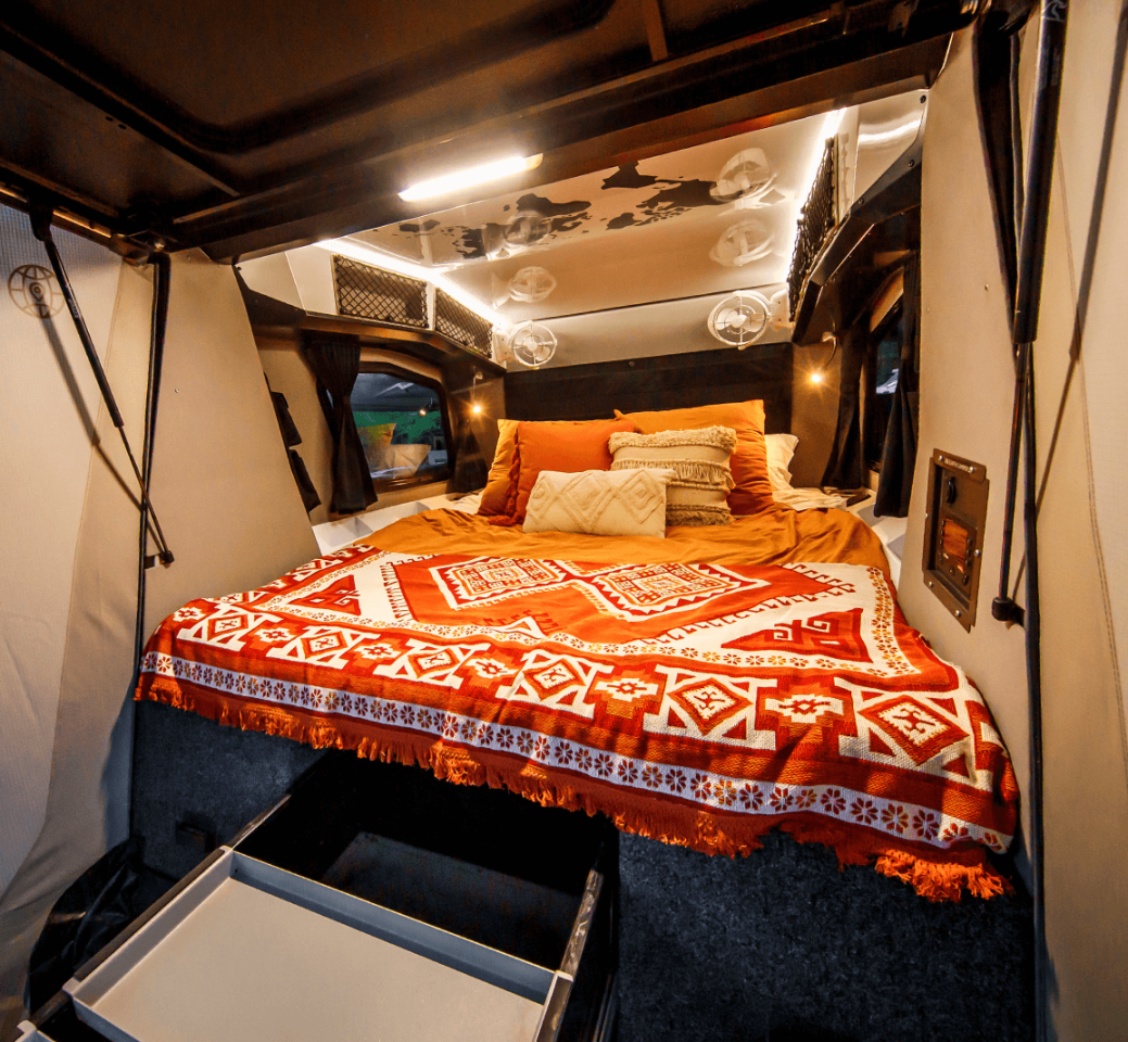 Inside the ARB Earth camping trailer