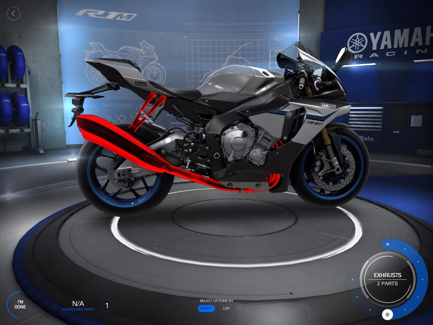 With the Supersport My Garage application, one can add optional parts to the motorcycle and see the visual result before ordering them