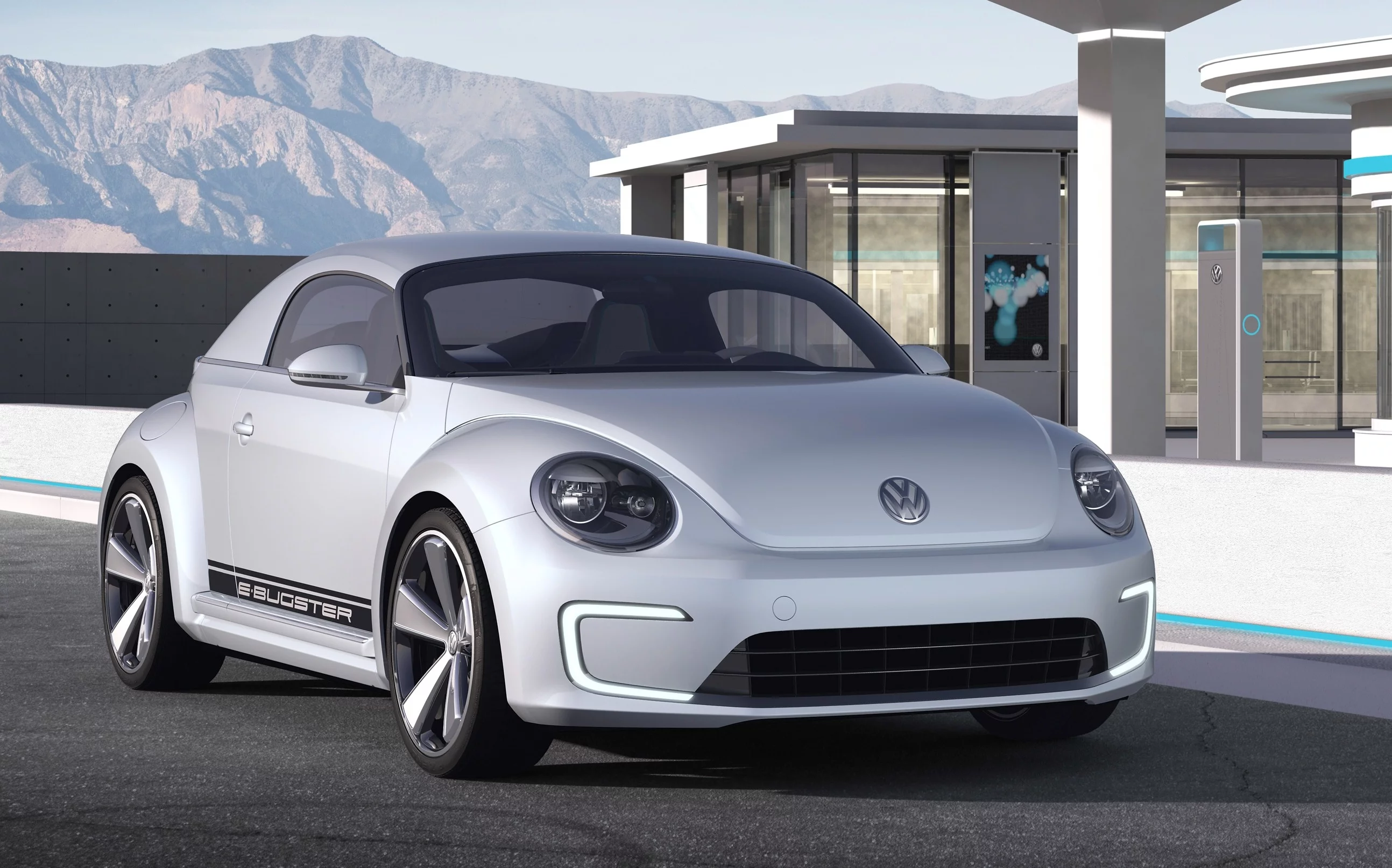 From the front, the E-Bugster's LED running lights can be seen