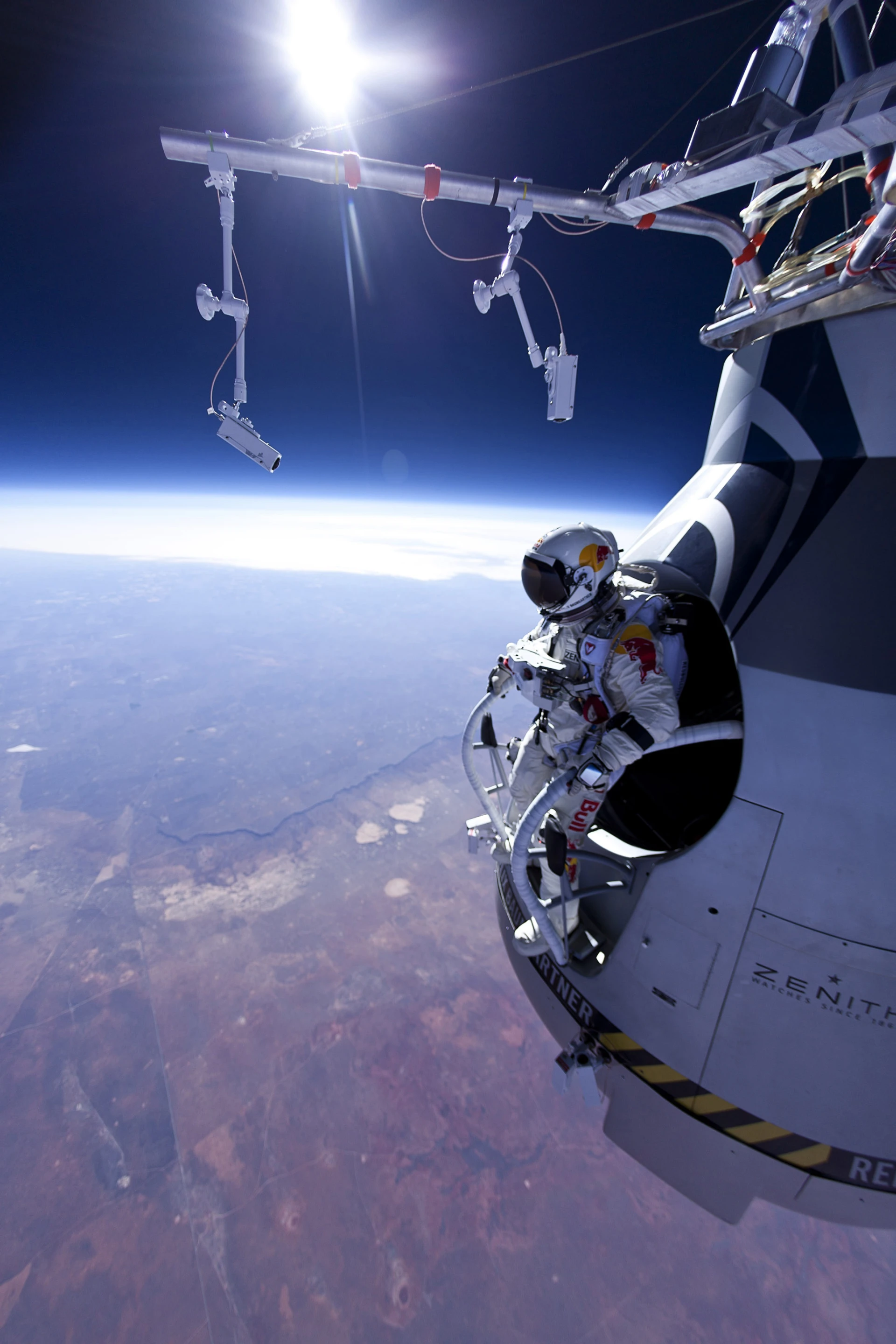Felix Baumgartner stares down the barrel of the first test jump in the Red Bull Stratos project (Photo: Jay Nemeth/Red Bull)