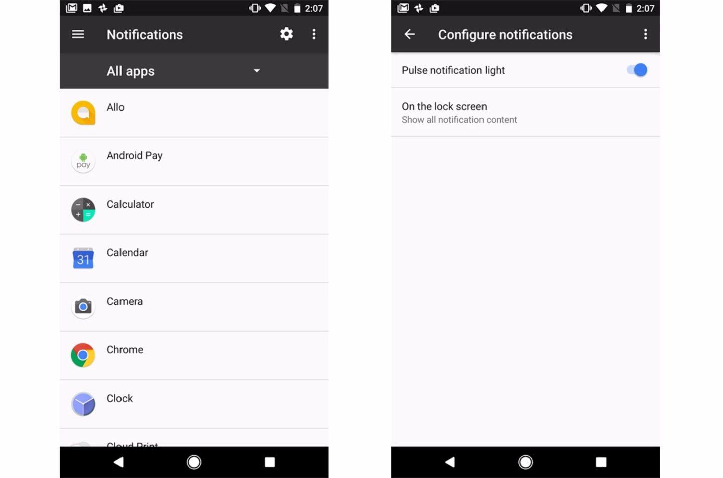 Turning on the notification indicator light