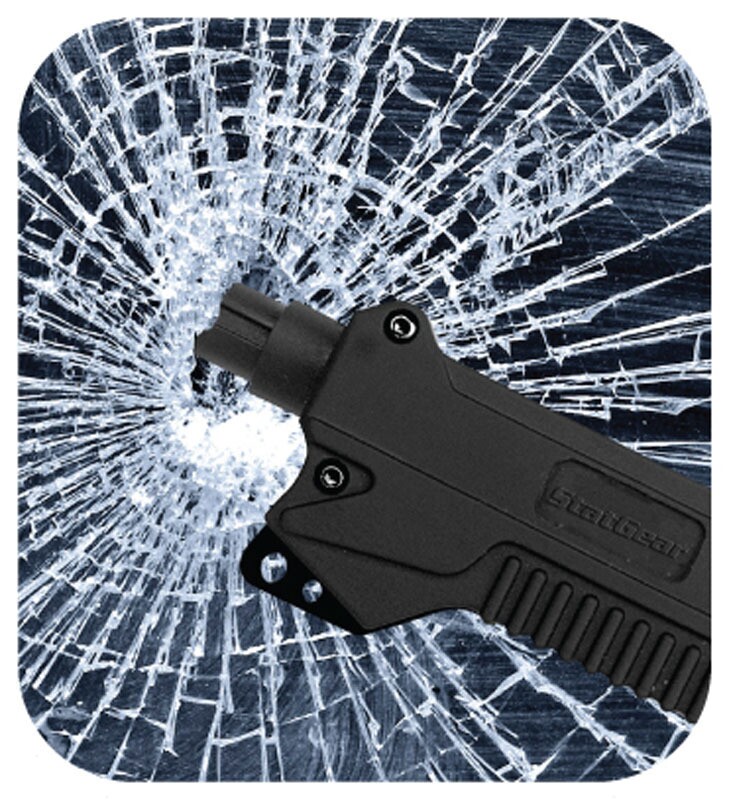 The T3 includes a spring-loaded window punch for breaking tempered glass