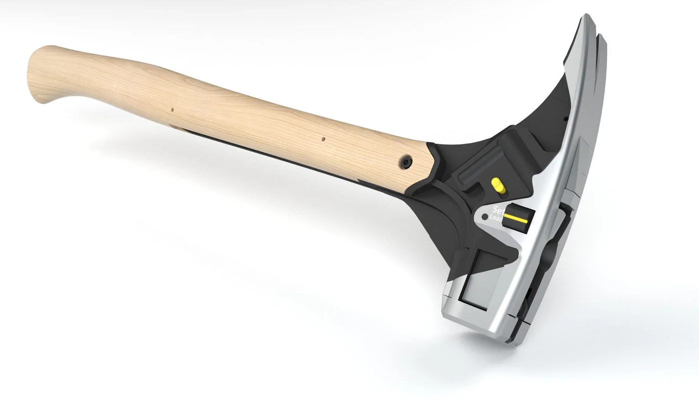 Render of Michael Young's nail-dispensing hammer