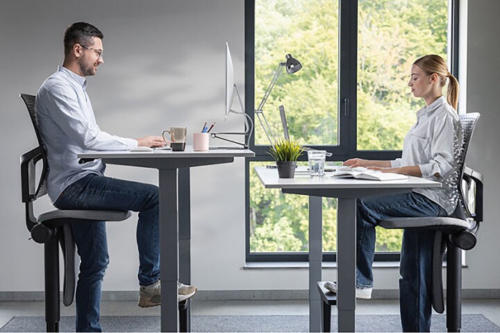 Movably Pro combines a traditional desk chair, standing desk, and treadmill desk for improved comfort and productivity
