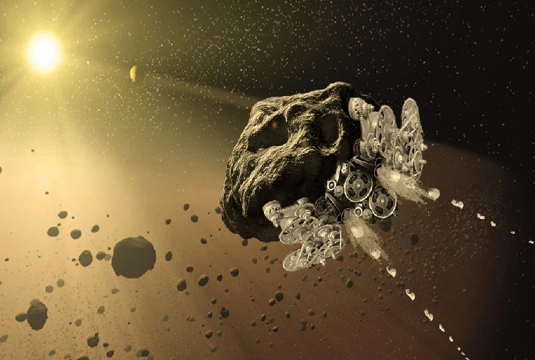 Artist's impression of the RAMA mission, which would seek to transform wandering asteroids into functioning spacecraft