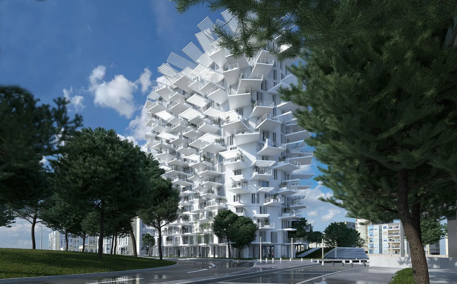 The L'Arbre Blanc towers 17 stories over its surroundings in Montpellier