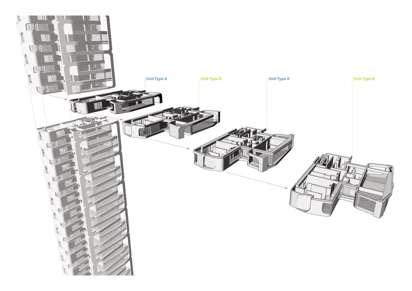 Exploded diagram. Ardmore Residence, Singapore, by UNStudio