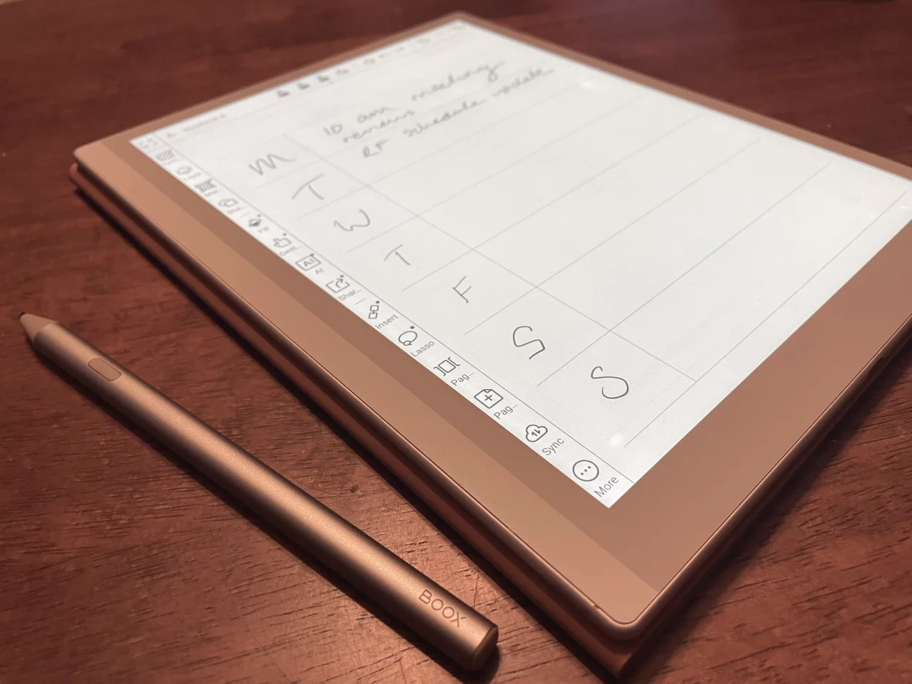 tAn example of the weekly diary template. As well as the screen replicating writing on paper remarkably well, it's easy to erase text – unlike pen on paper in a non-digital planner