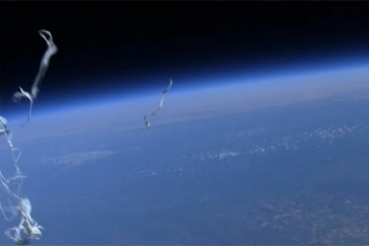 A snap showing the balloon popped at high altitude