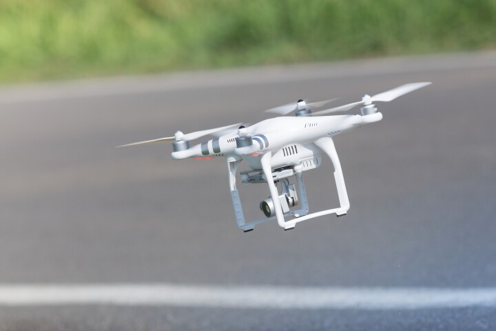 Conventional quadcopters (pictured) have to tilt their whole body in forward flight, decreasing their aerodynamics