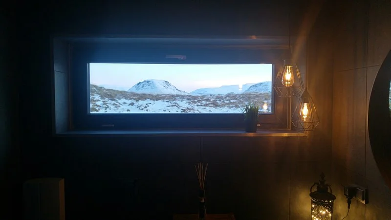 View from the bedroom of Iceland's Panorama Glass Lodge