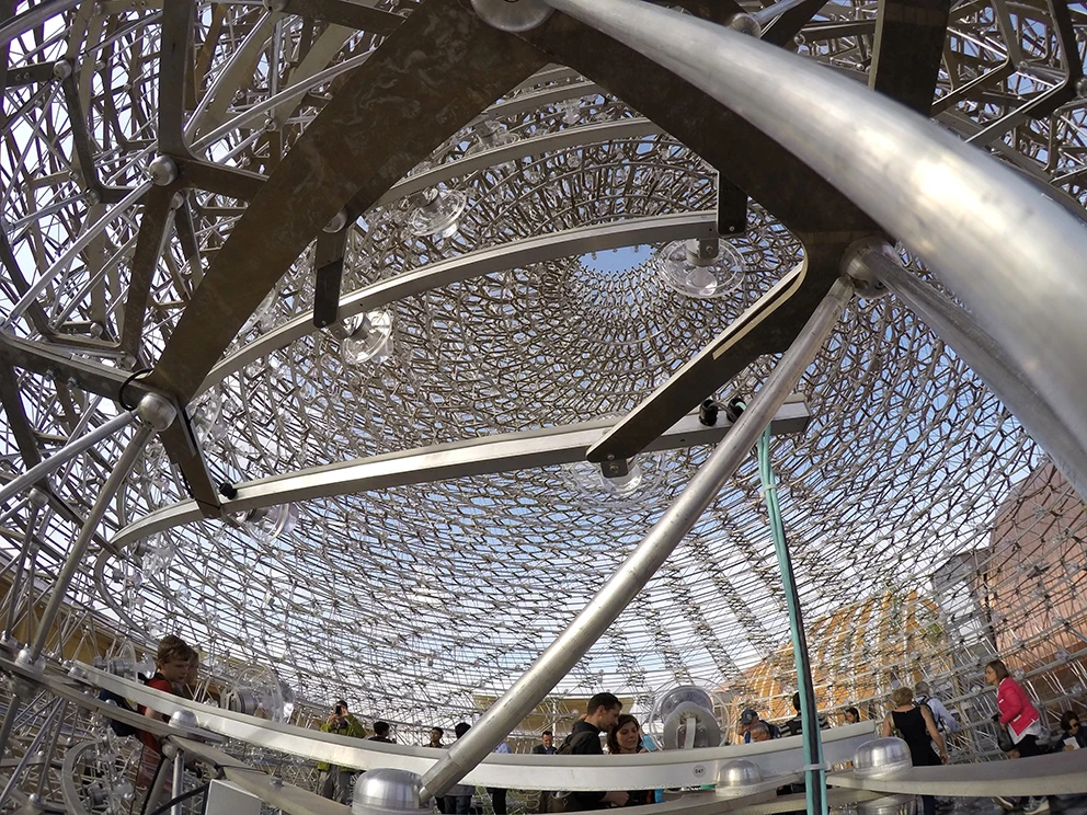 Looking up through the impressive structure