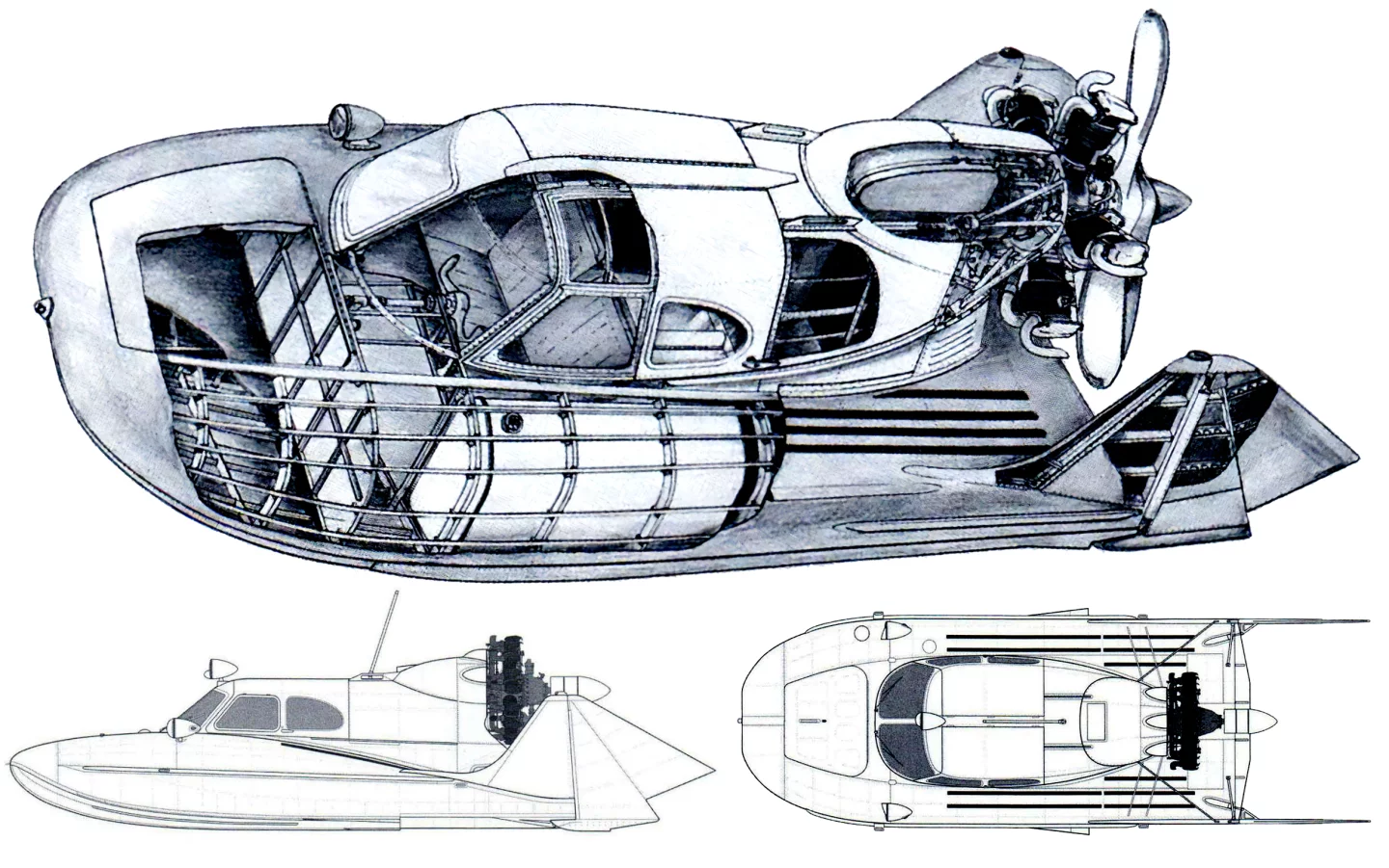 The Tupolev A-3 benefits from being drawn from scratch by an aircraft designer of genius, combined with has extensive experience in creating Aerosledges, yielded an iconic design that changed the way people did things. This cutaway of the Tupolev A-3 reveals much about the detail of the design.