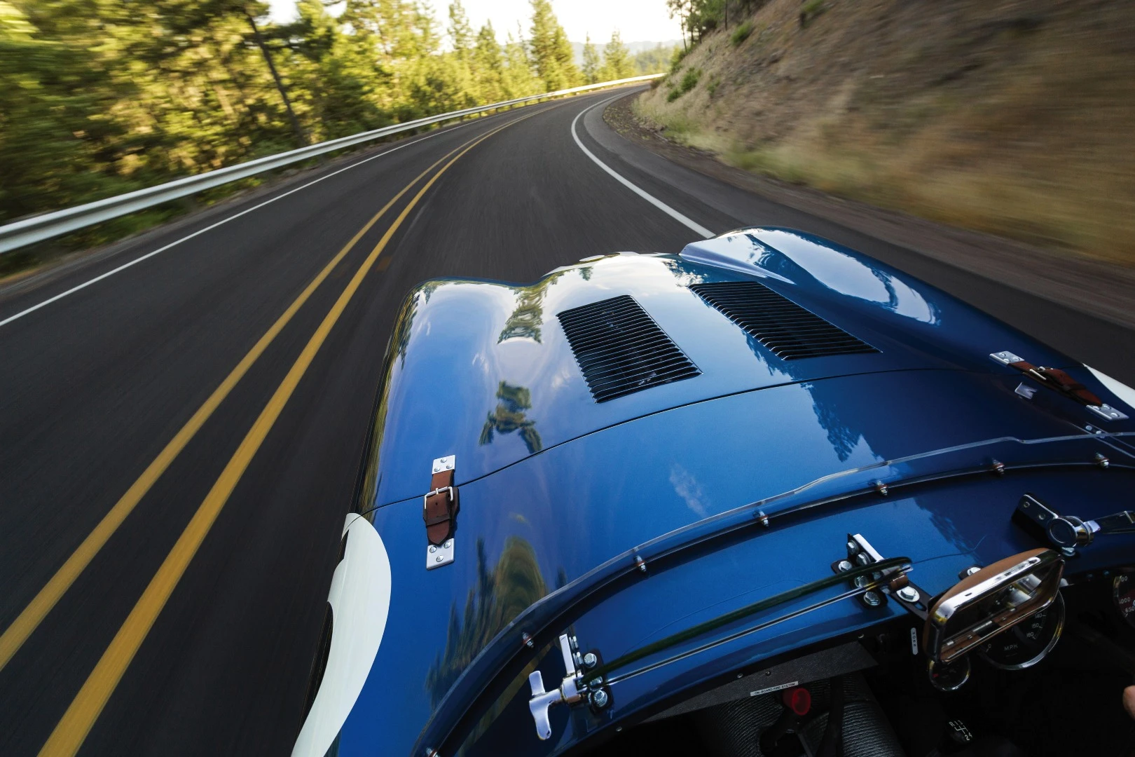 There were just 53 C-Type Jaguars built. Three lightweight works cars (of which this car is one), and a run of 50 cars to satisfy customer demand after the factory cars finished first, second and fourth in the 1953 Le Mans 24 Hour event. The biggest difference to the competition were the disc brakes. Endurance racing was born to demonstrate reliability and validate new automotive technologies for the masses and just as it has done more recently with hybrid and diesel drivetrains, Le Mans heralded the coming of age of a new braking technology with this car and its works siblings. The winning C-type was the first to average more than 100 mph for the 24 Hours of Le Mans (105.8 mph, 170 km/h), and this car, which finished fourth, also broke the ton, averaging 104 mph (167 km/h). Equally at home in any of the world’s finest concours or vintage rallies, this car represents a landmark in Jaguar history.