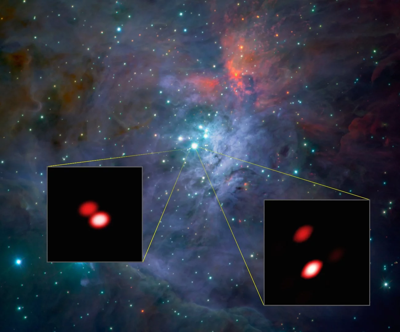 During the first light tests, GRAVITY discovered a hitherto unknown double star in the Trapezium Cluster of the Orion nebula