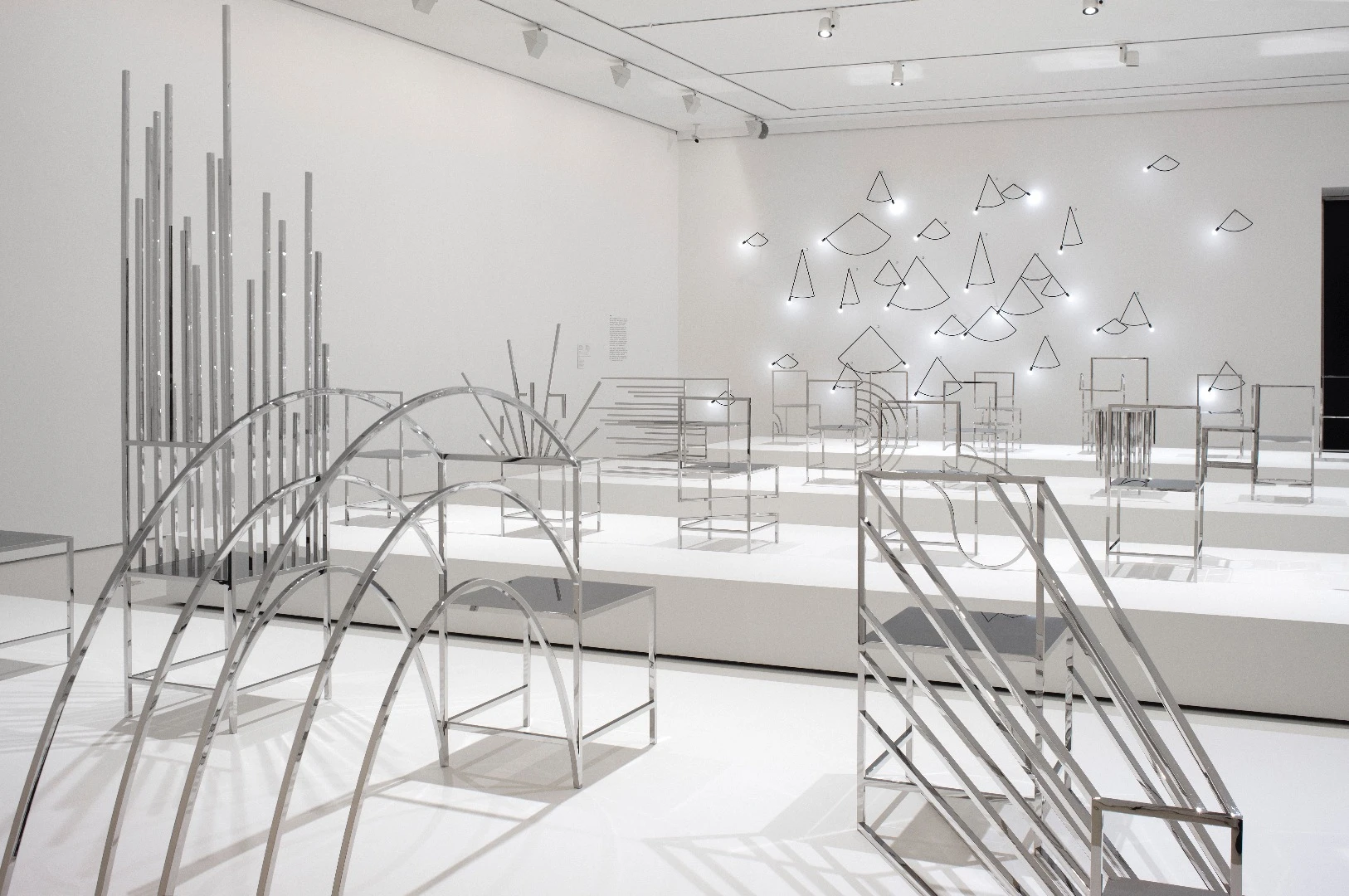 Installation view of Nendo, Manga chairs, 2015 on display in NGV Triennial at NGV International, 2017