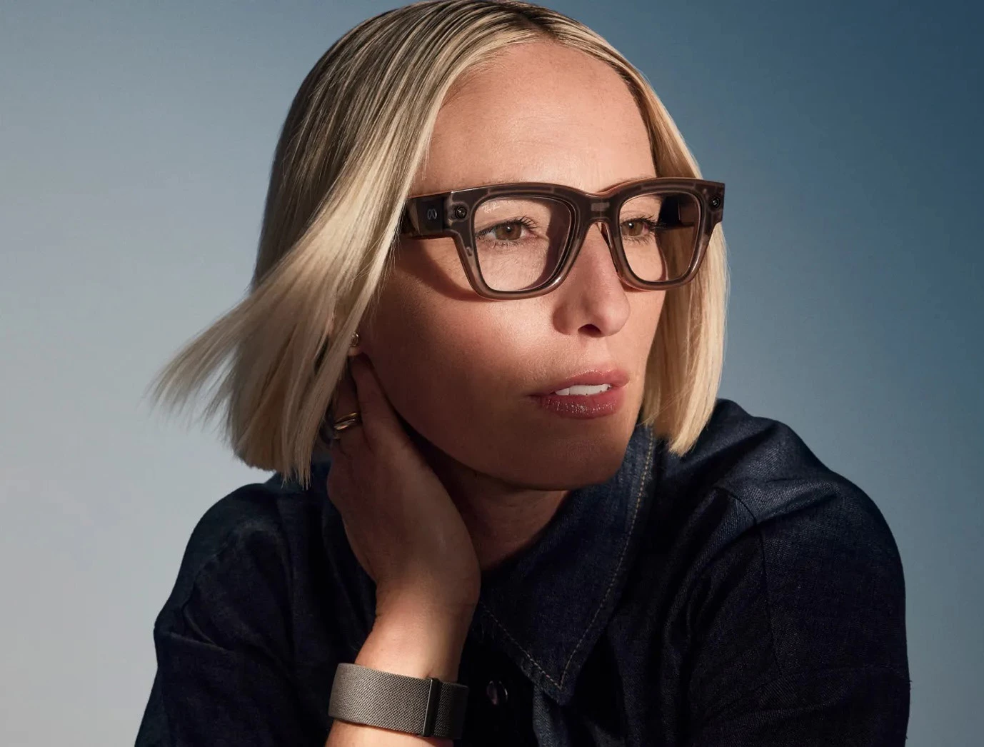 Even with all that tech inside, the glasses look a lot like a regular pair