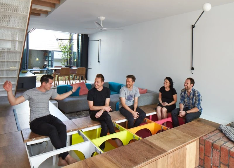 The storage area also works as seating for adults