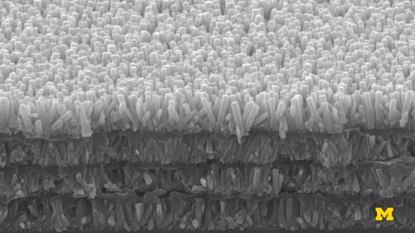 A microscope image of the stacked synthetic enamel