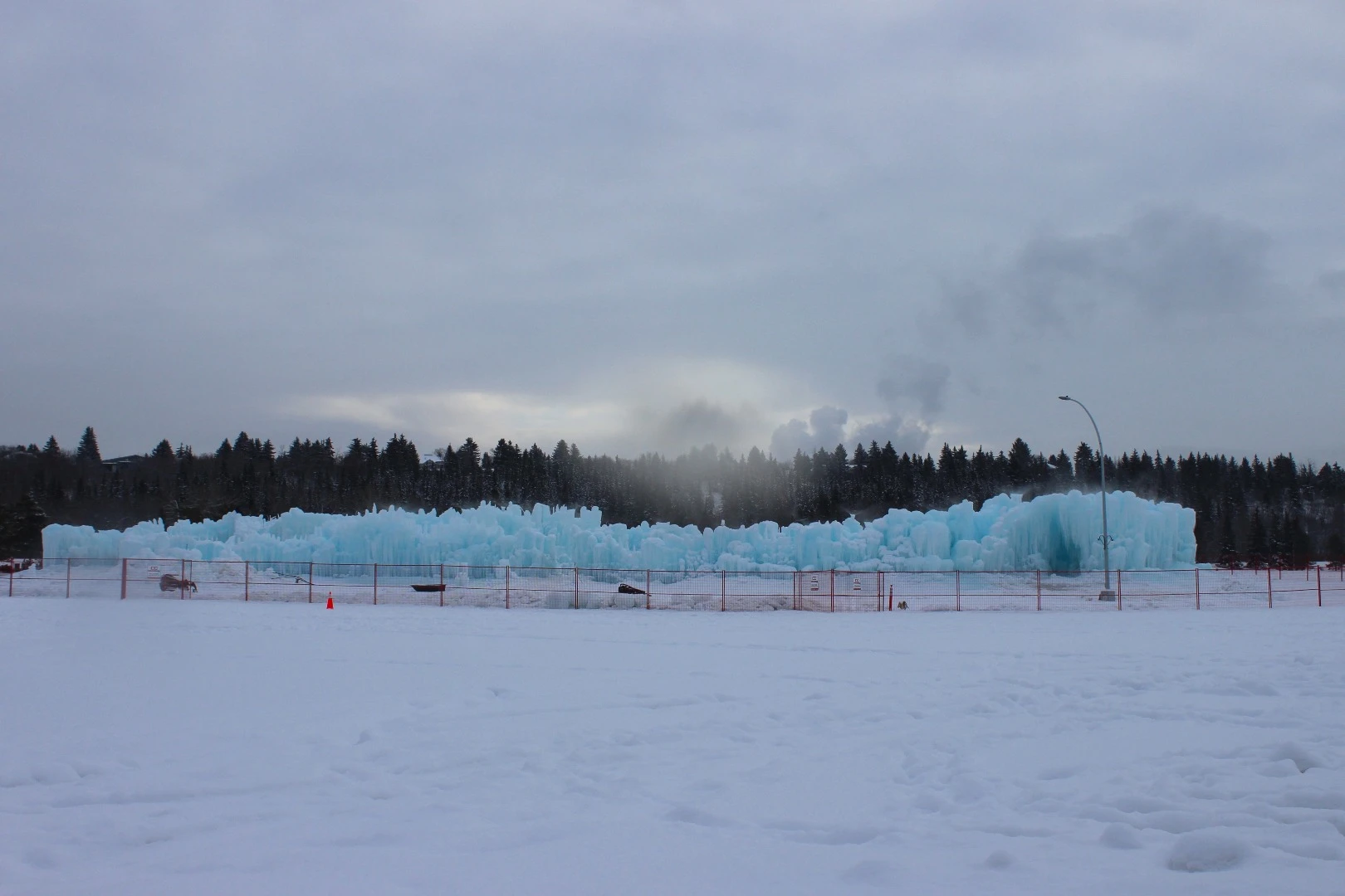 A wide view of the Edmonton Ice Castle