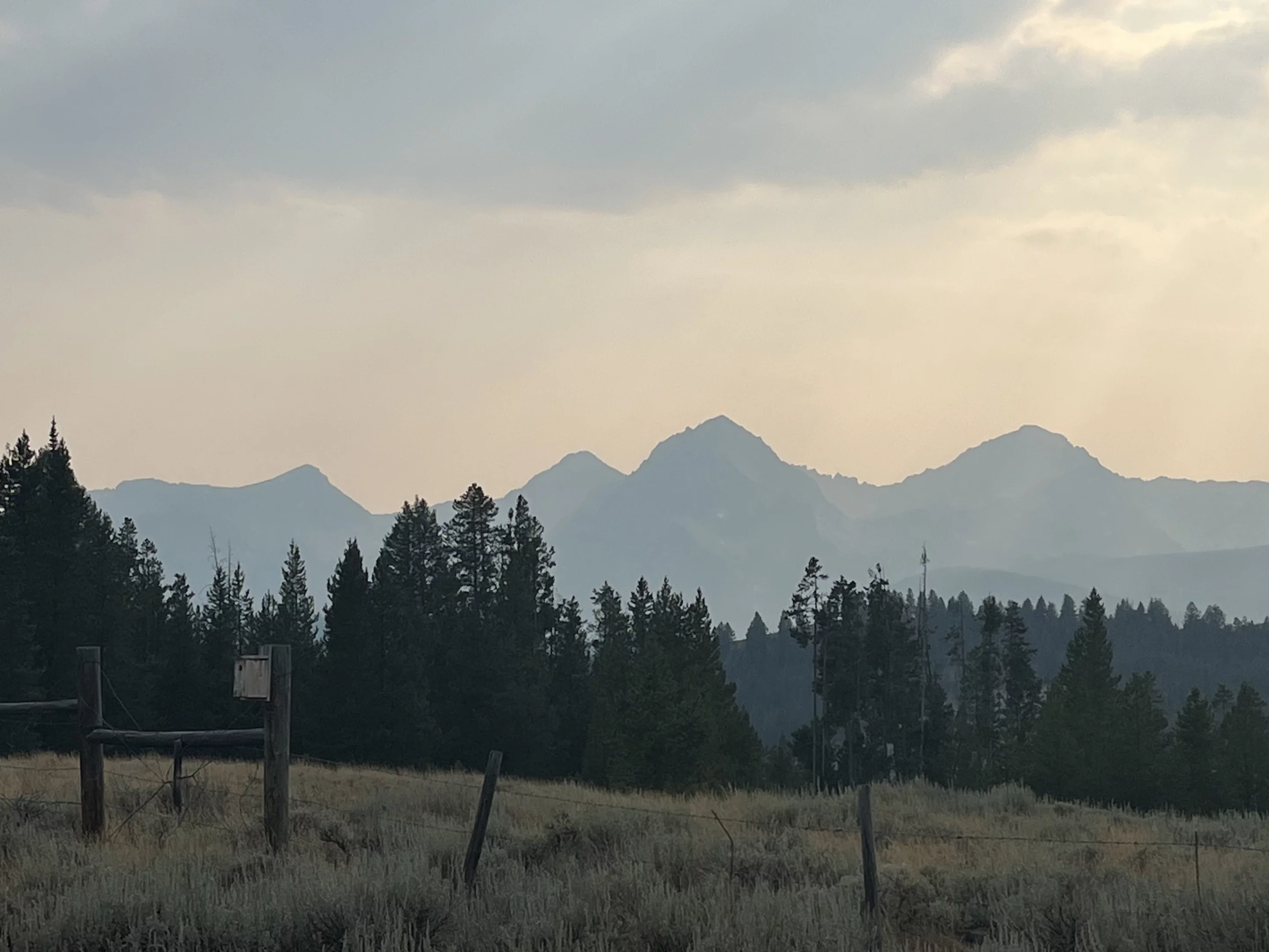 Our second campsite in Stanley had great views of the mountains, even through the smoky summer haze