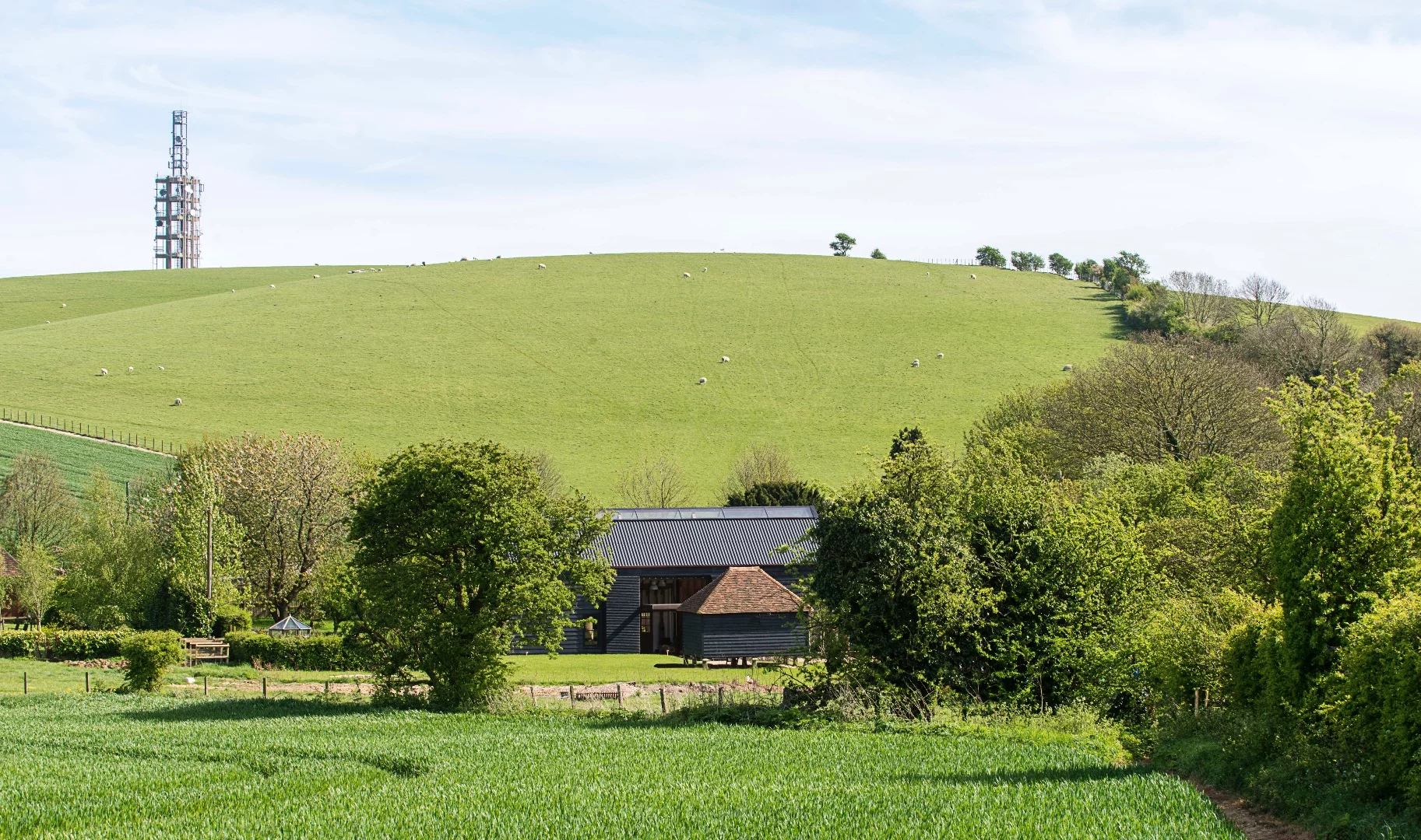 Ancient Party Barn is situated near Folkestone, Kent, within one of England's official areas of Outstanding Natural Beauty