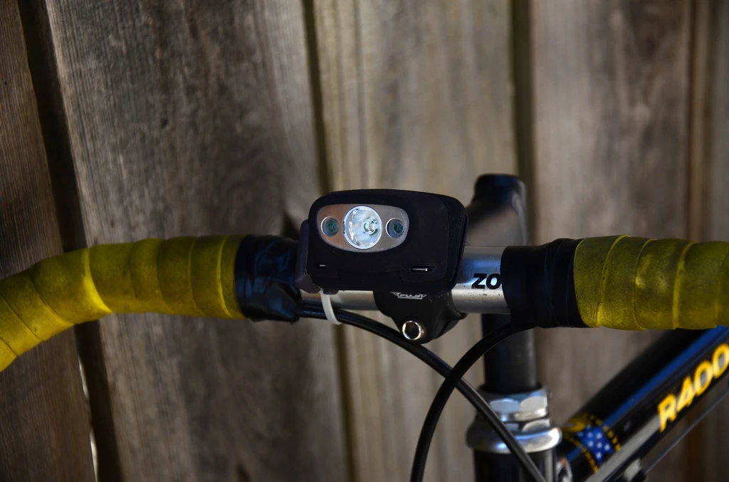 Bike mounting hardware transforms headlamp to bike light
