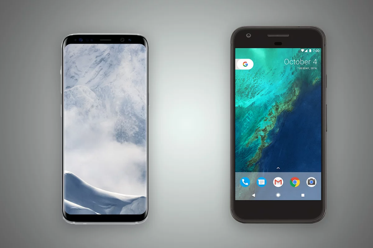 New Atlas compares the features and specs of the Samsung Galaxy S8 (left) and Google Pixel XL